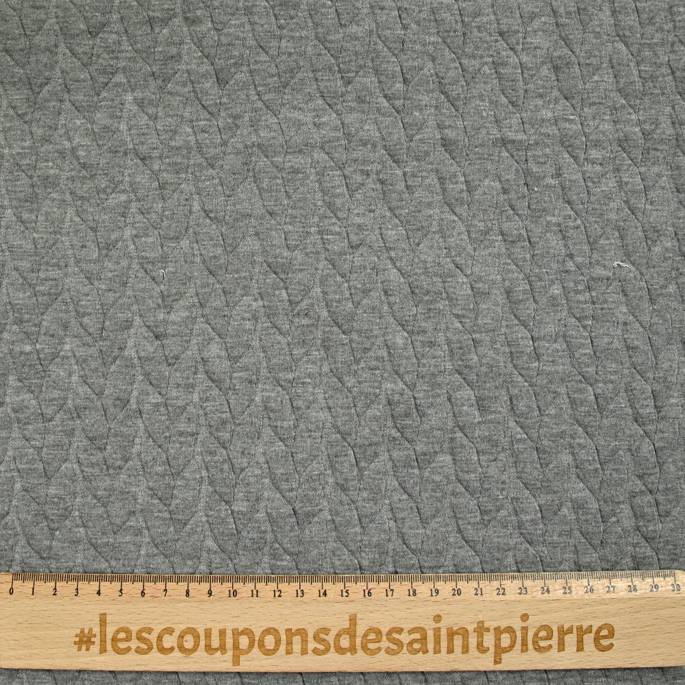 Jersey matelassé tresses fond gris chiné - Image 3