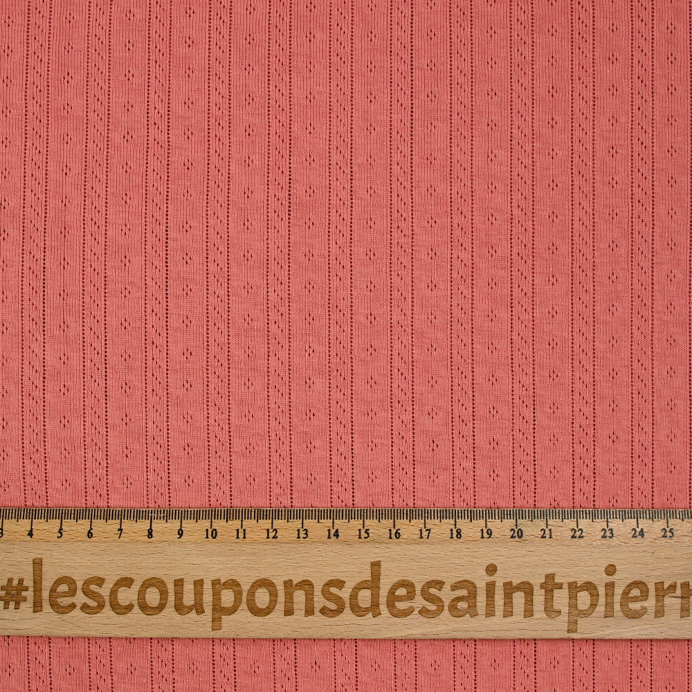 Jersey pointelle 100% coton corail - Image 3