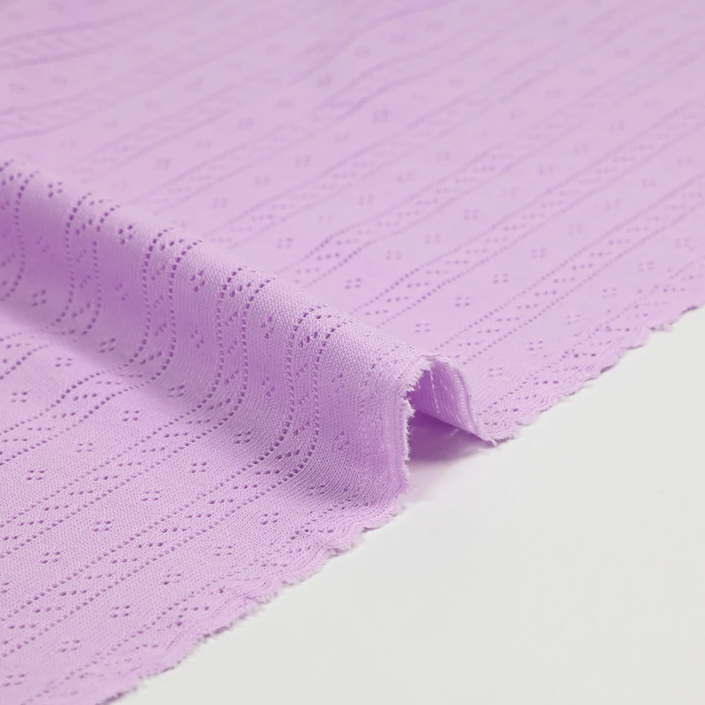 Jersey pointelle 100% coton mauve - Image 5