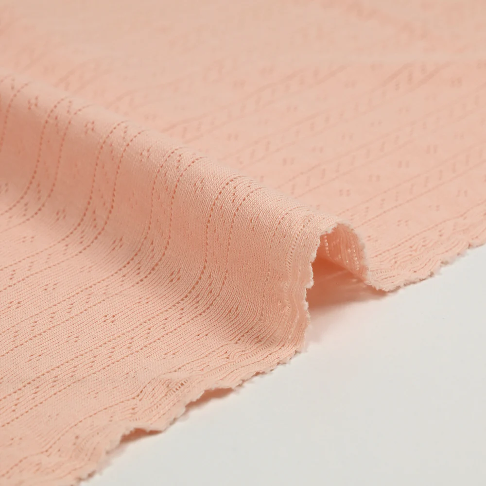 Jersey pointelle 100% coton saumon - Image 5