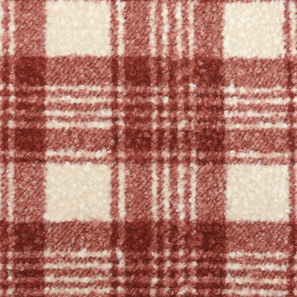 Lainage Billy bouclette à carreaux brique et blanc cassé