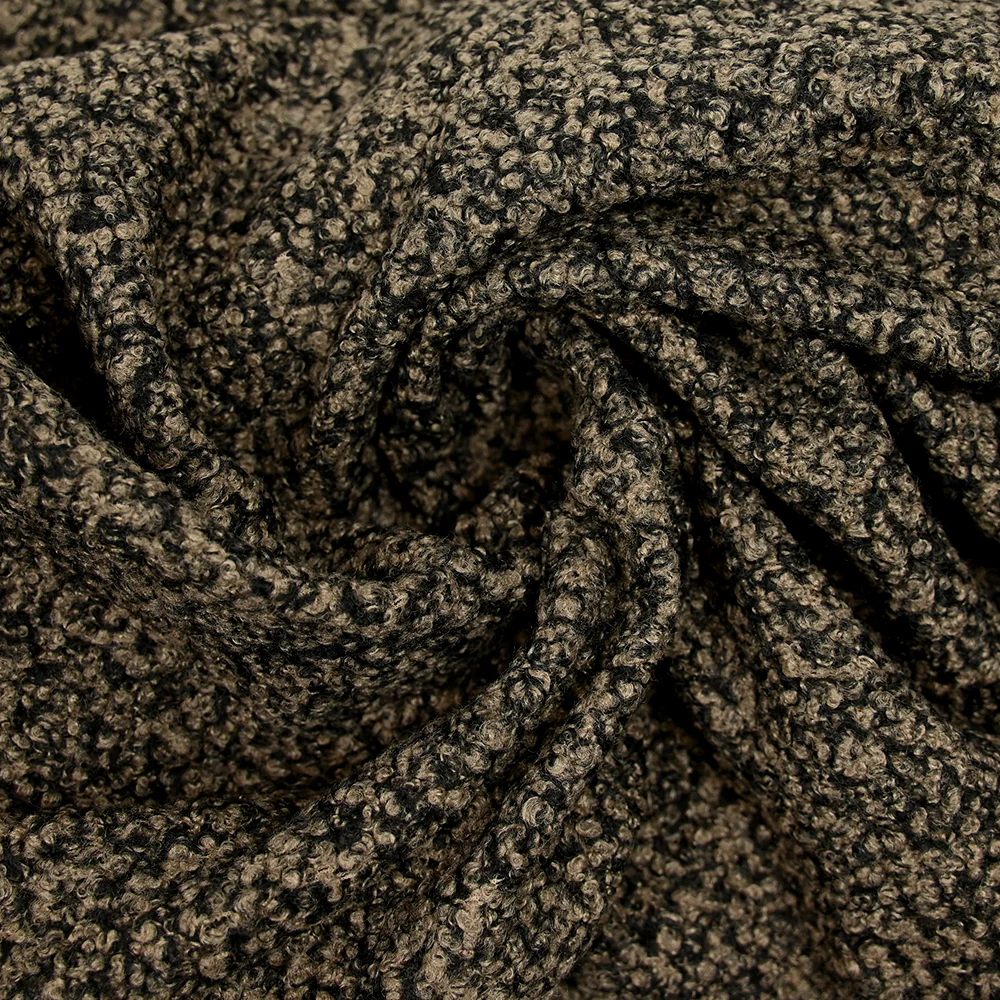 Lainage bouclette grège chiné noir - Image 2