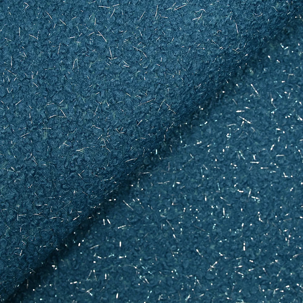 Lainage bouclette lurex pétrole