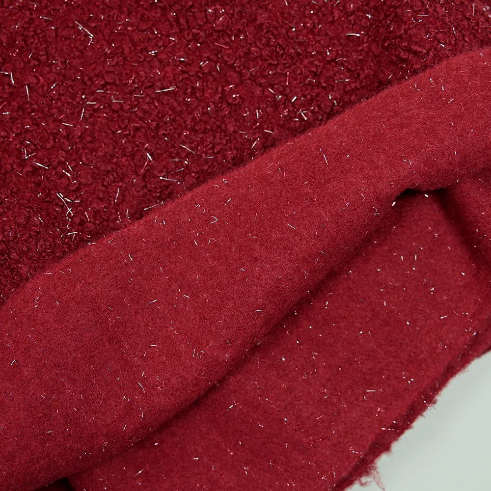 Lainage bouclette lurex rouge cramoisi - Image 4