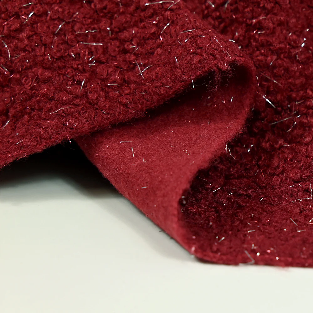 Lainage bouclette lurex rouge cramoisi - Image 5
