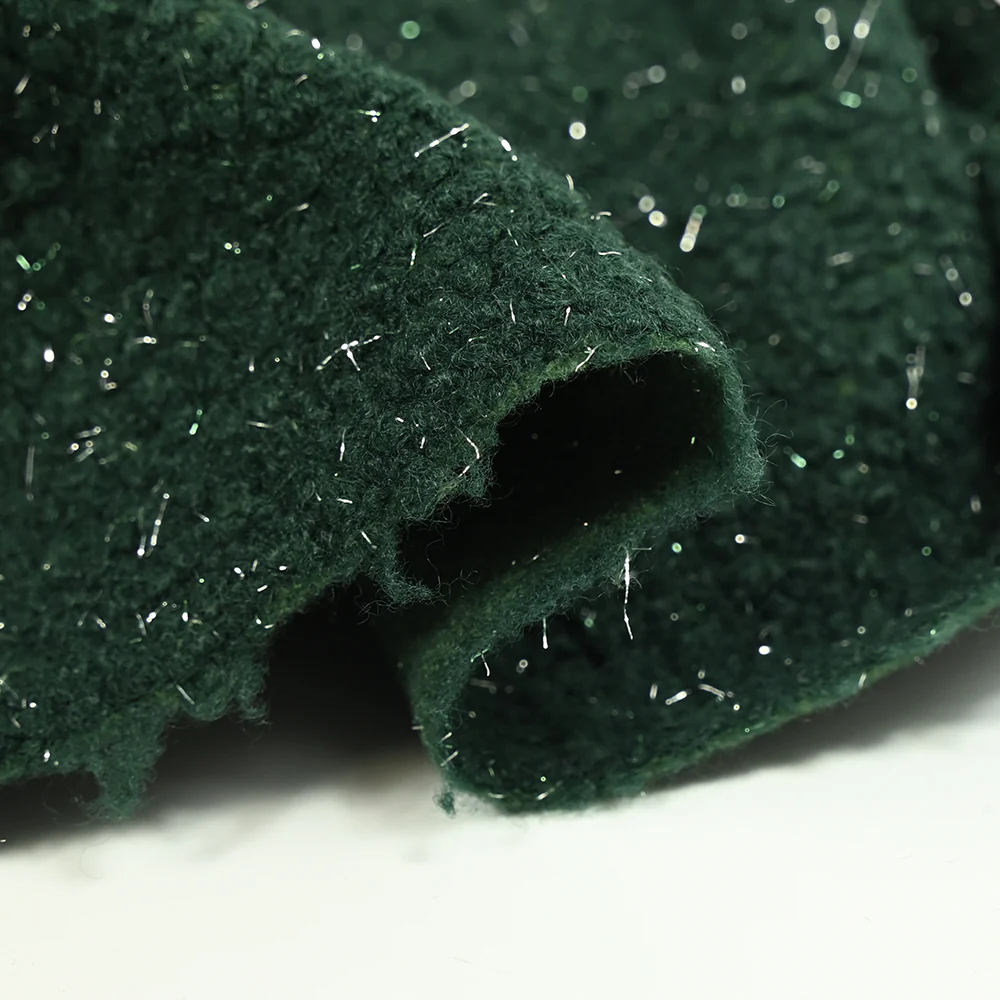 Lainage bouclette lurex vert bouteille - Image 5