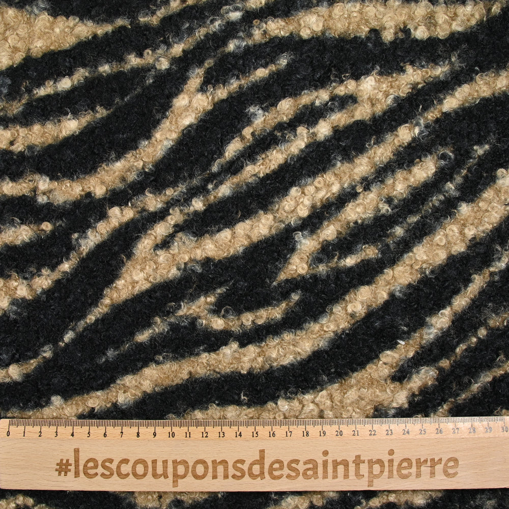 Lainage bouclette tigre beige et noir - Image 3