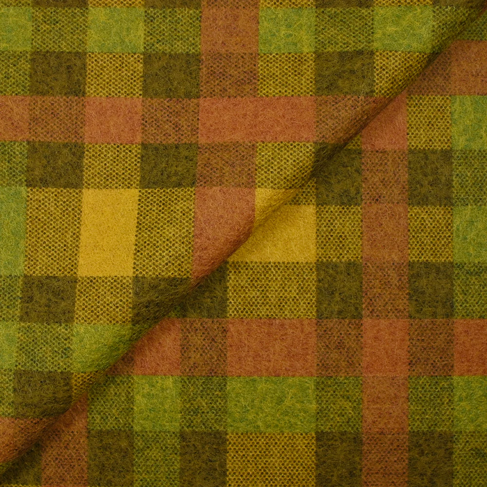 Laine mélangée à carreaux fond jaune