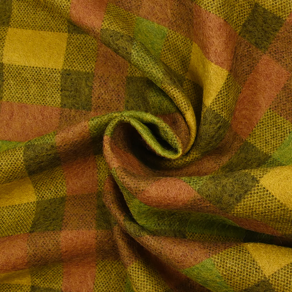 Laine mélangée à carreaux fond jaune - Image 2