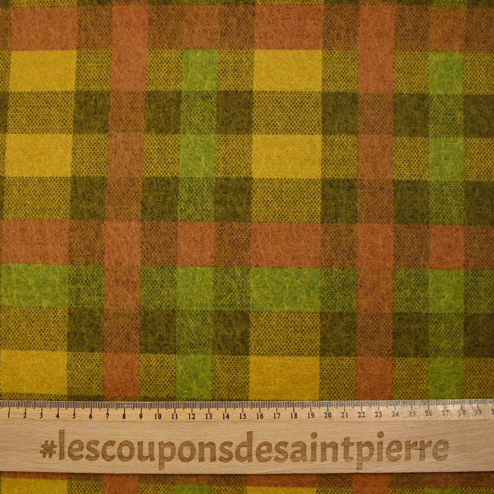 Laine mélangée à carreaux fond jaune - Image 3