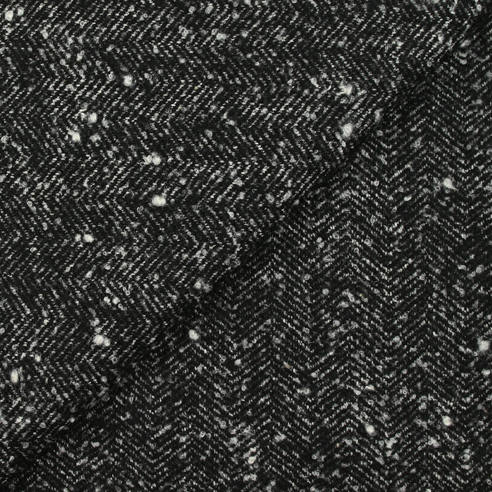 Laine mélangée bouclettes chevrons 40mm noir et blanc