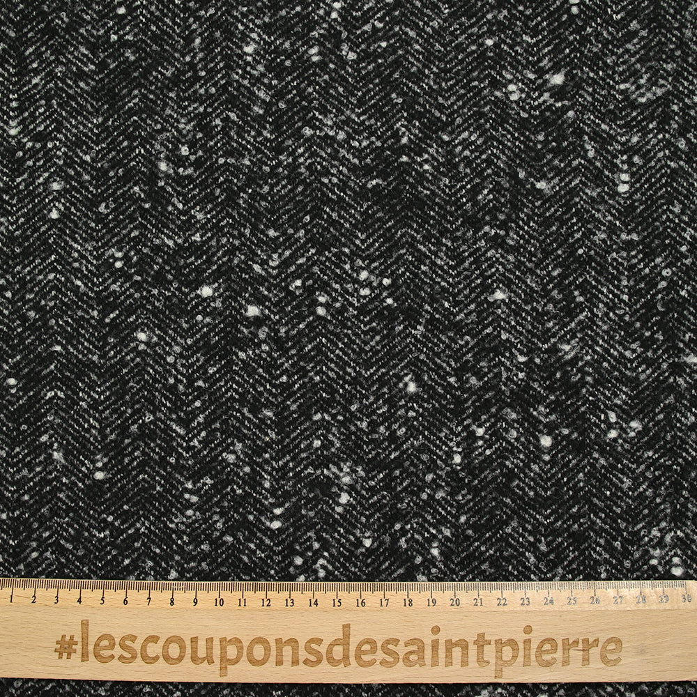 Laine mélangée bouclettes chevrons 40mm noir et blanc - Image 3