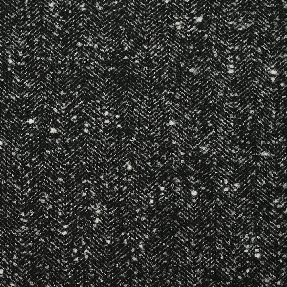 Laine mélangée bouclettes chevrons 40mm noir et blanc - Image 4