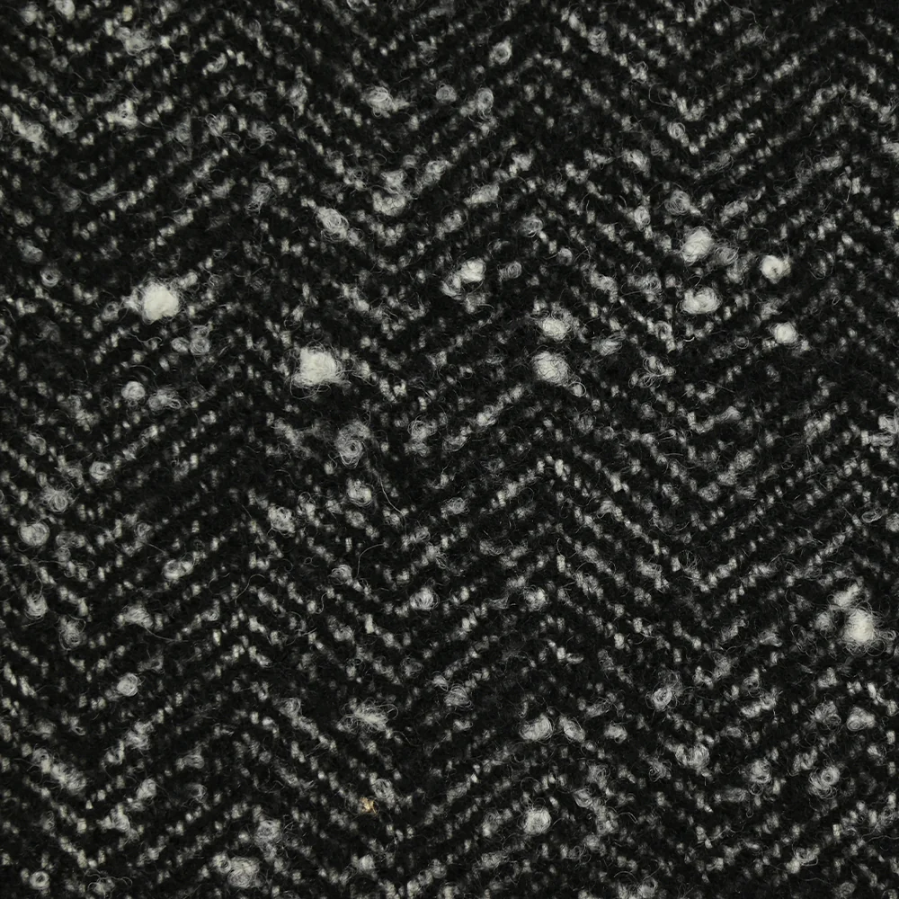 Laine mélangée bouclettes chevrons 40mm noir et blanc - Image 5