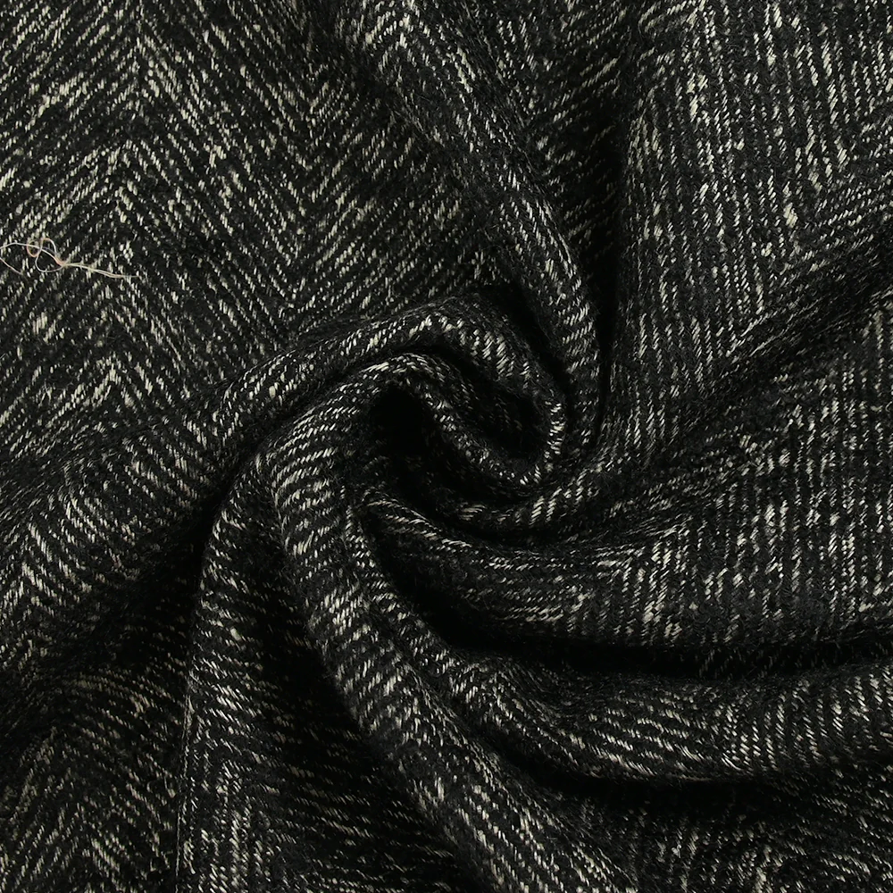 Laine mélangée bouclettes chevrons 85mm noir et écru - Image 2