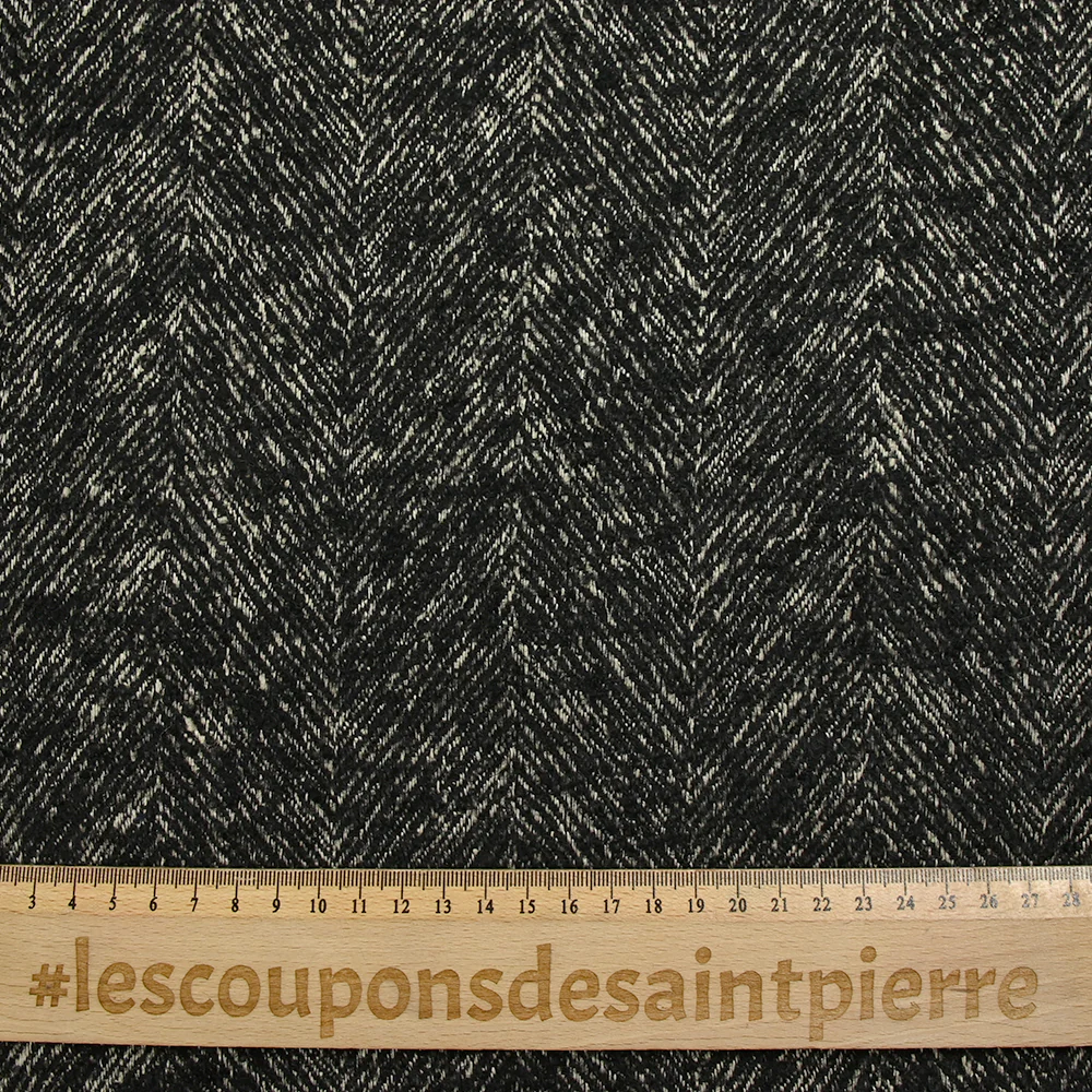 Laine mélangée bouclettes chevrons 85mm noir et écru - Image 3