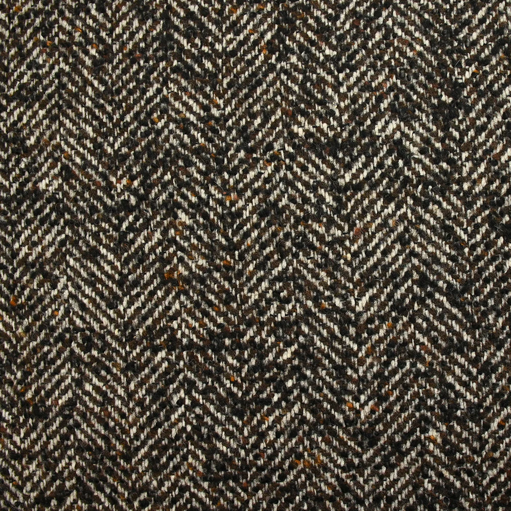 Laine mélangée bouclettes noires chevrons 60mm marron et écru - Image 4