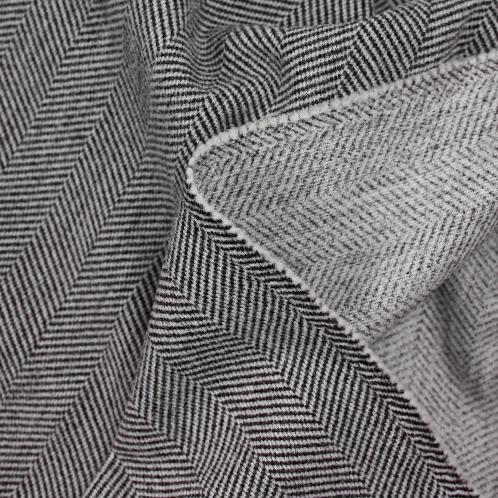 Laine mélangée chevron 5cm marron et blanc - Image 3