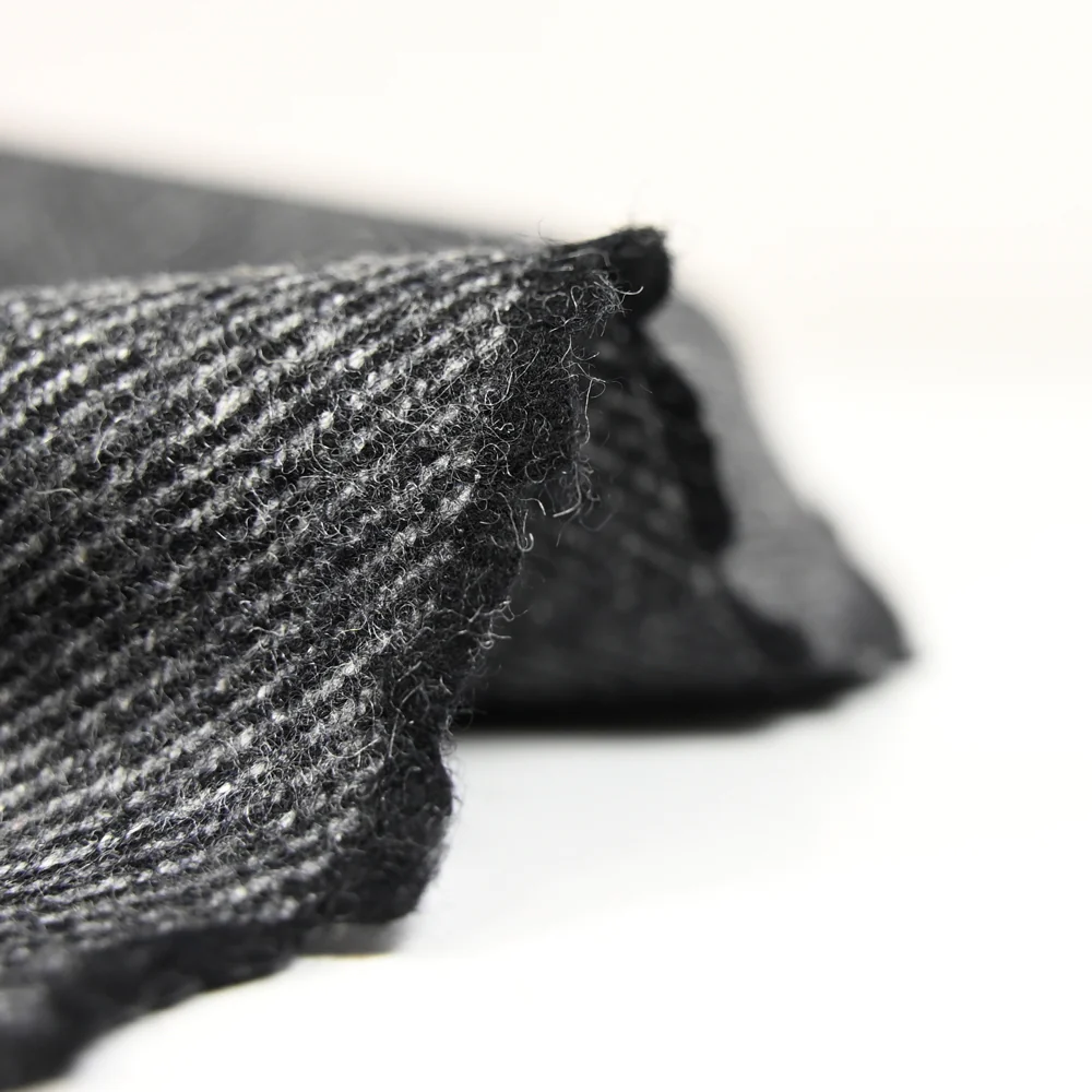 Laine mélangée chevron 6cm noir et gris - Image 4