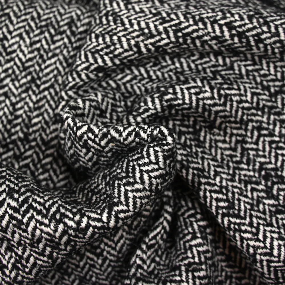Laine mélangée chevrons 15mm noir et blanc cassé - Image 2