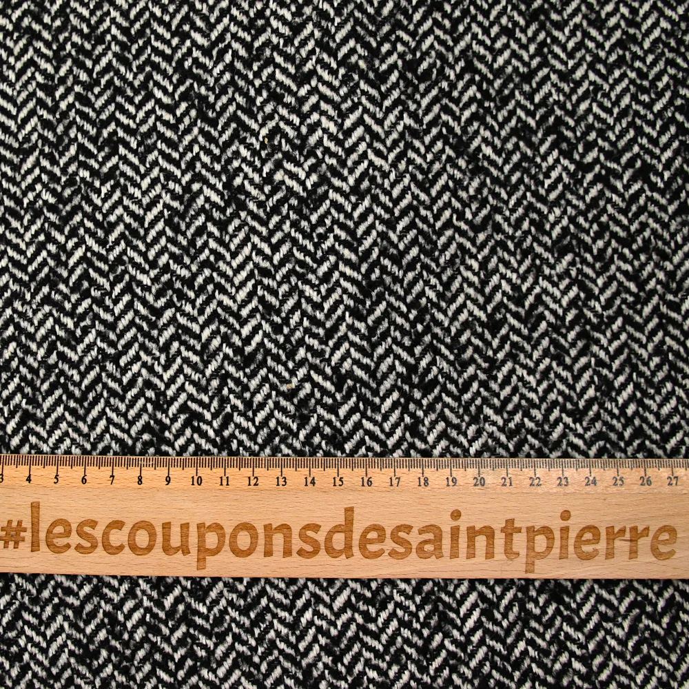 Laine mélangée chevrons 15mm noir et blanc cassé - Image 3