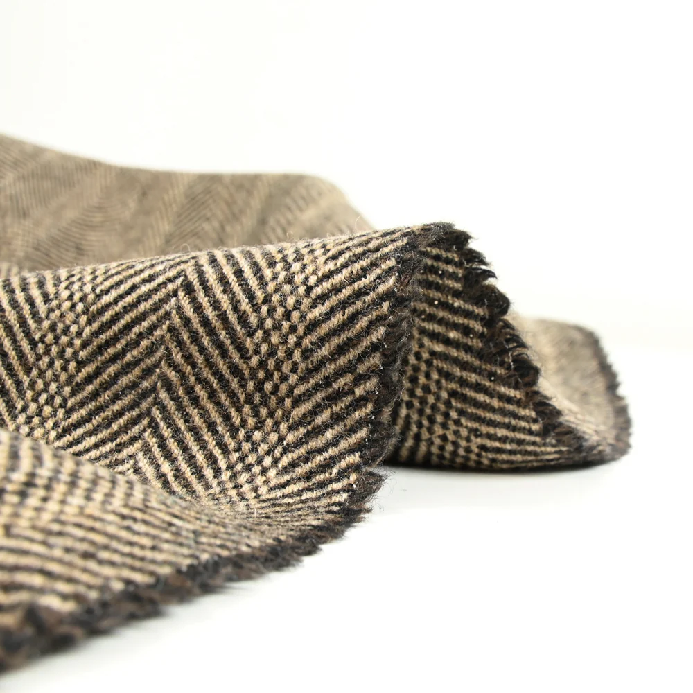 Laine mélangée chevrons beige - Image 5