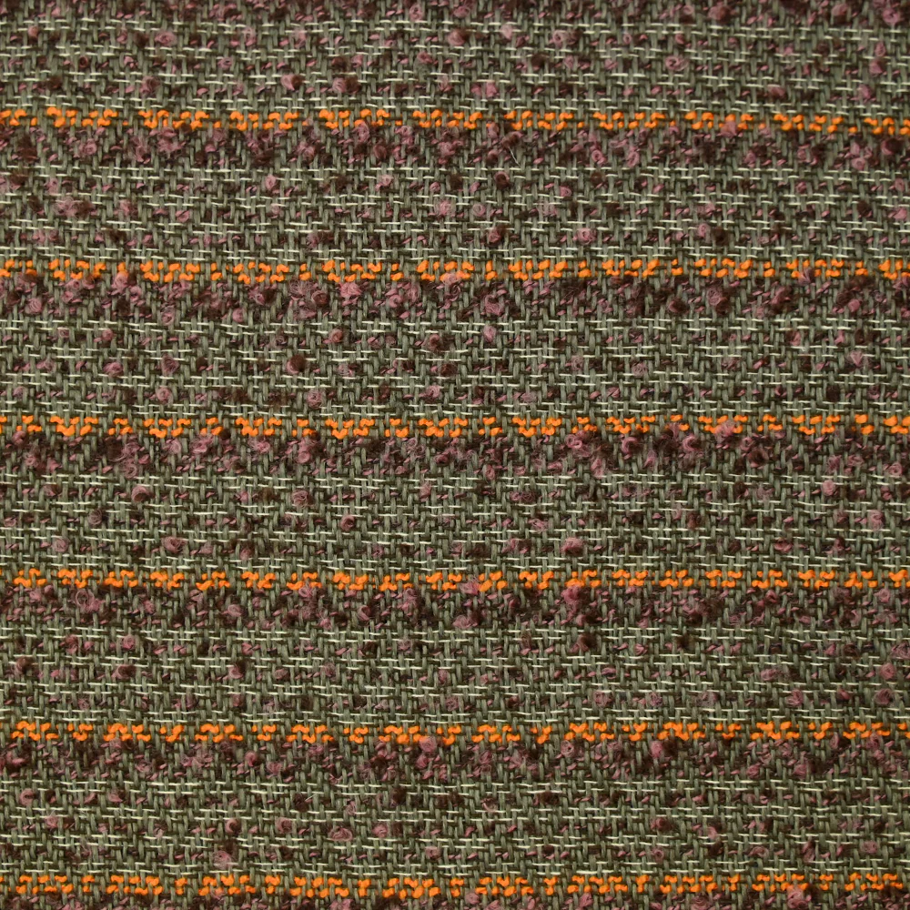 Laine mélangée fantaisie tweed bouclette vert, orange et rose