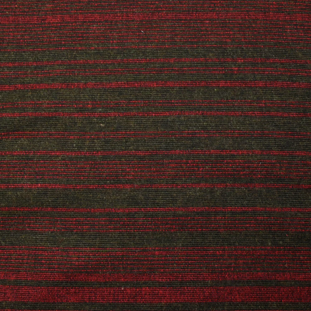 Laine mélangée fine rayée kaki et rouge - Image 4