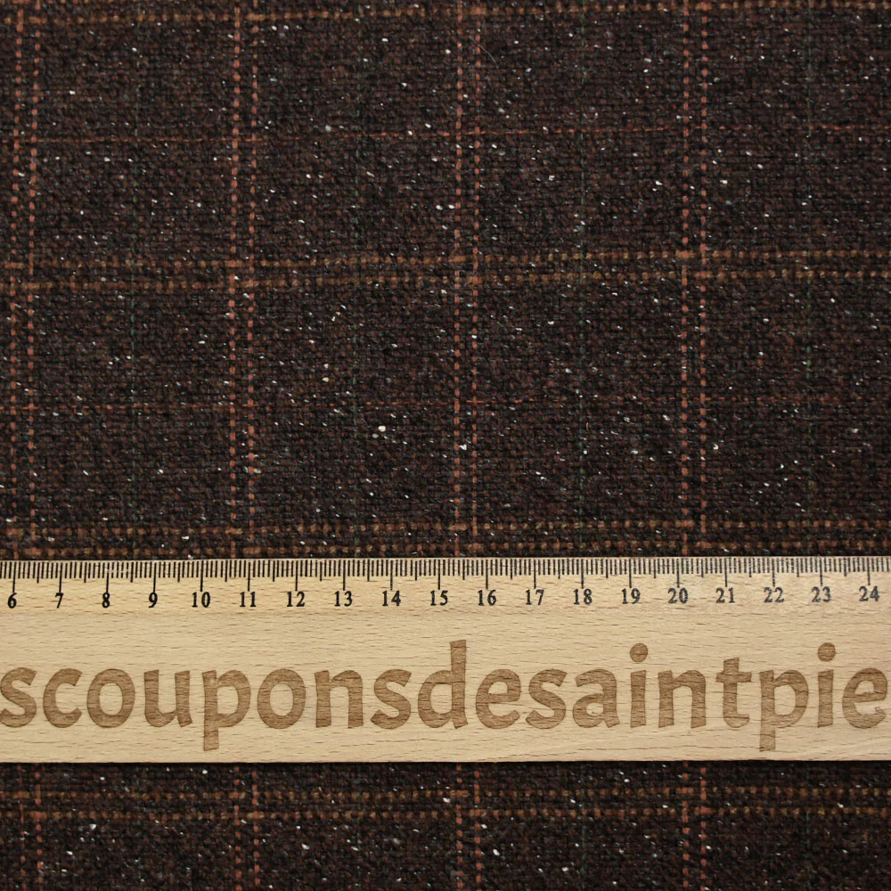 Laine mélangée mouchetée à carreaux fond marron - Image 3