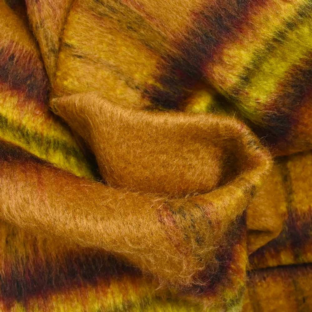 Laine mélangée peignée rayure camel et jaune - Image 2