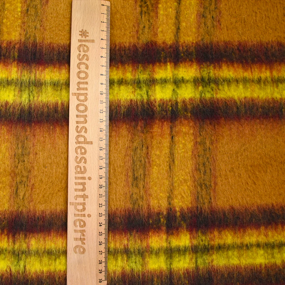 Laine mélangée peignée rayure camel et jaune - Image 3