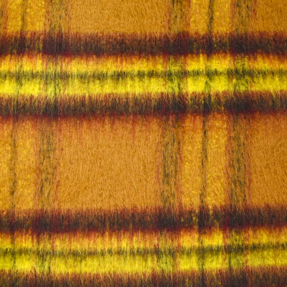Laine mélangée peignée rayure camel et jaune - Image 4
