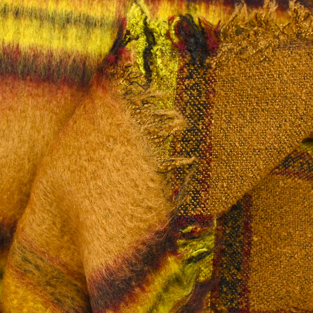 Laine mélangée peignée rayure camel et jaune - Image 5