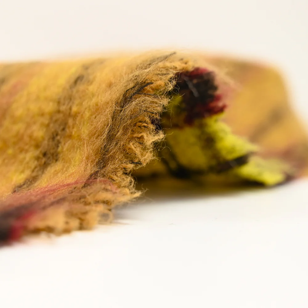 Laine mélangée peignée rayure camel et jaune - Image 6