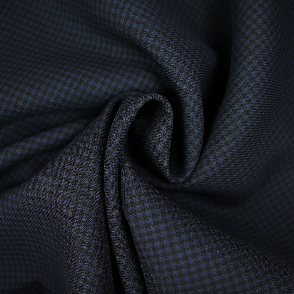 Laine vierge 100% pied de poule bleu et noir - Image 2