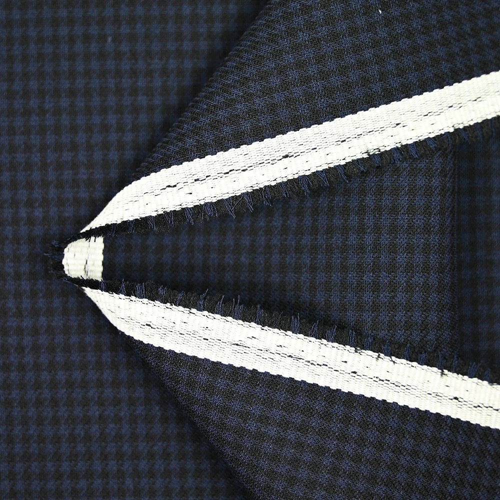 Laine vierge 100% pied de poule bleu et noir - Image 4