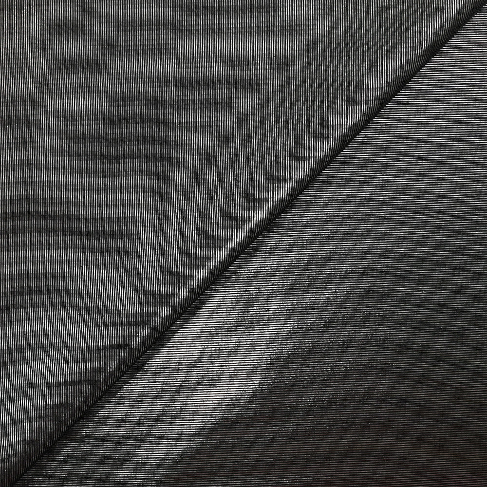 Lamé de polyester rayé argent fond noir