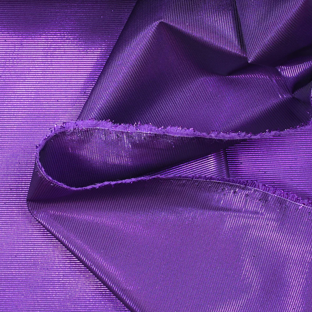 Lamé de polyester rayé violet - Image 3