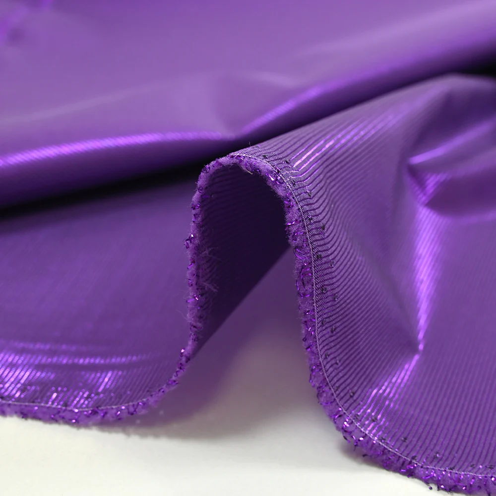 Lamé de polyester rayé violet - Image 4
