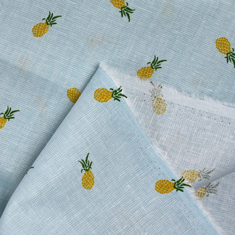 Lin et coton imprimé ananas fond ciel - Image 4