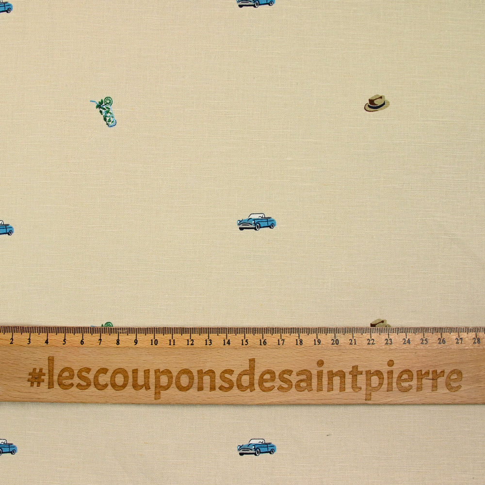 Lin et coton imprimé autoroute des vacances fond ficelle - Image 3