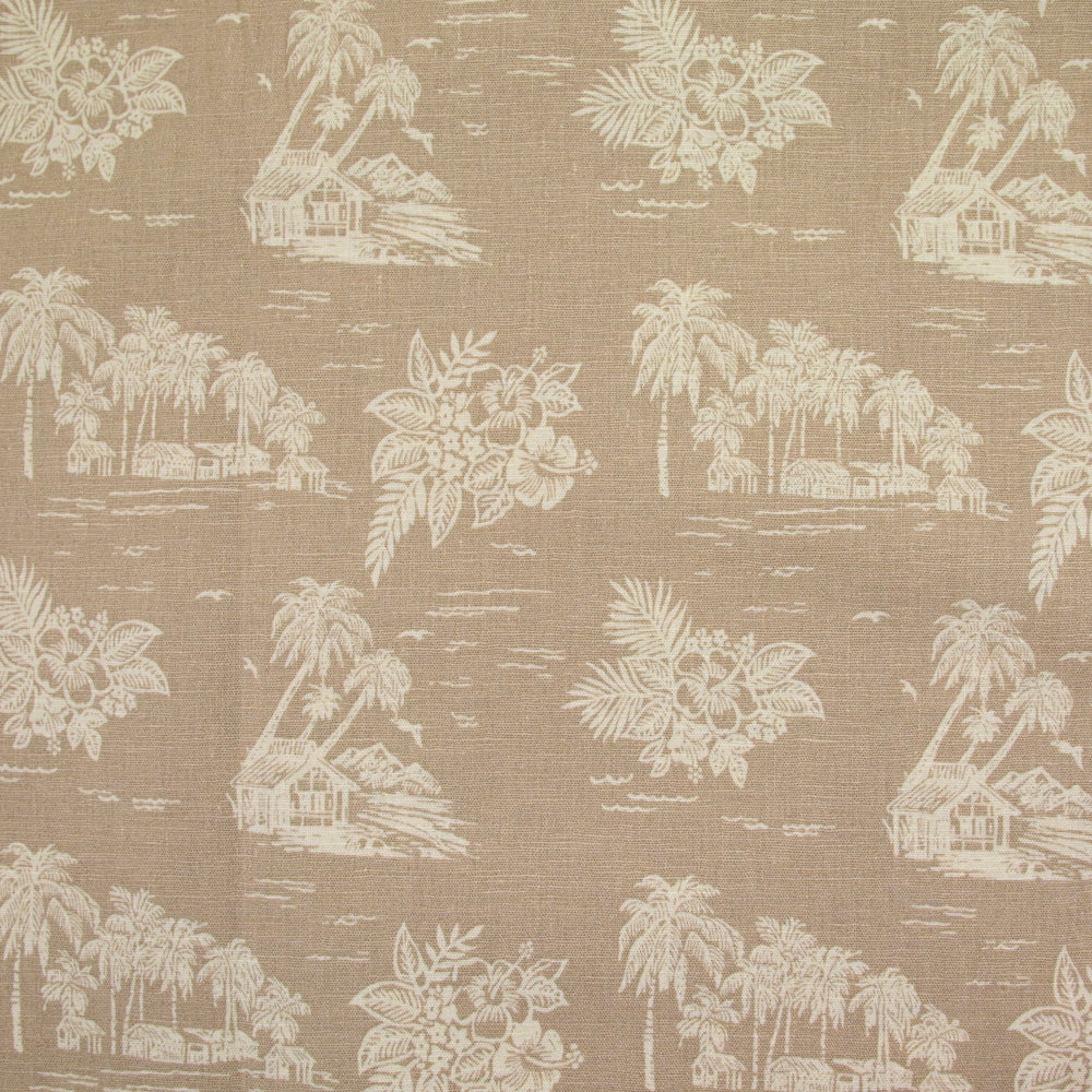 Lin et coton imprimé toile de jouy fond cappuccino - Image 3