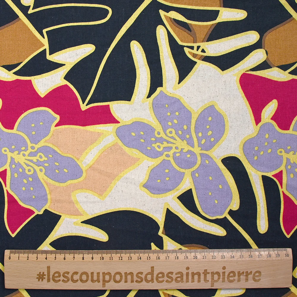 Lin viscose imprimé jardin tropical marine fond naturel - Image 3