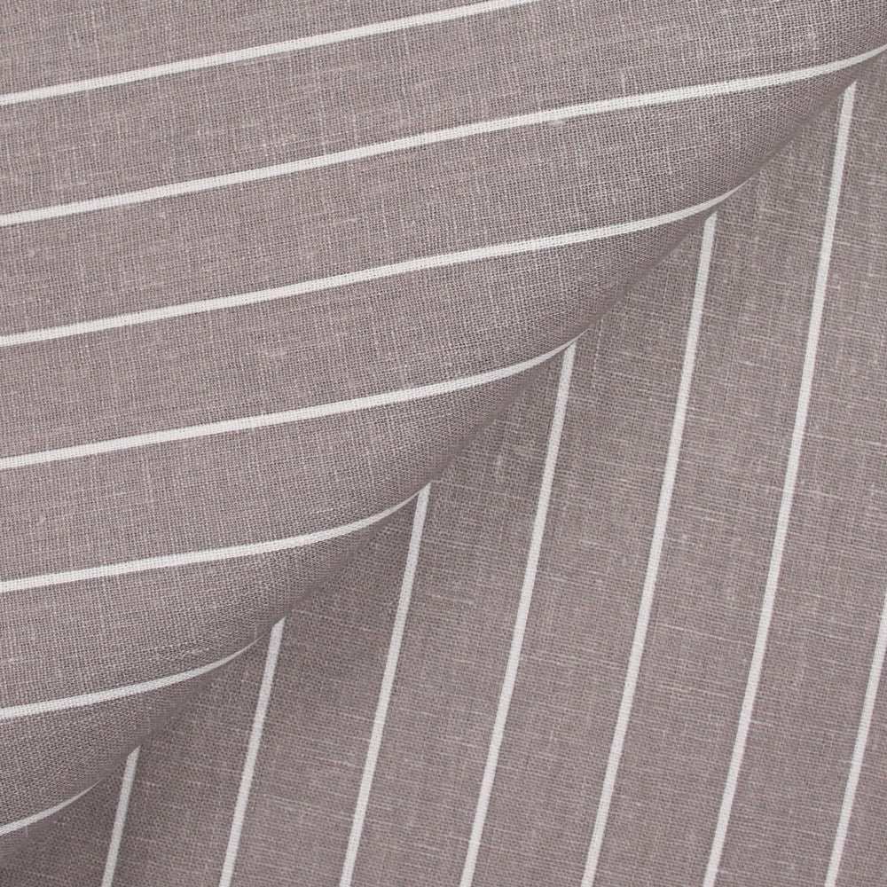 Lin viscose imprimé rayé fond taupe