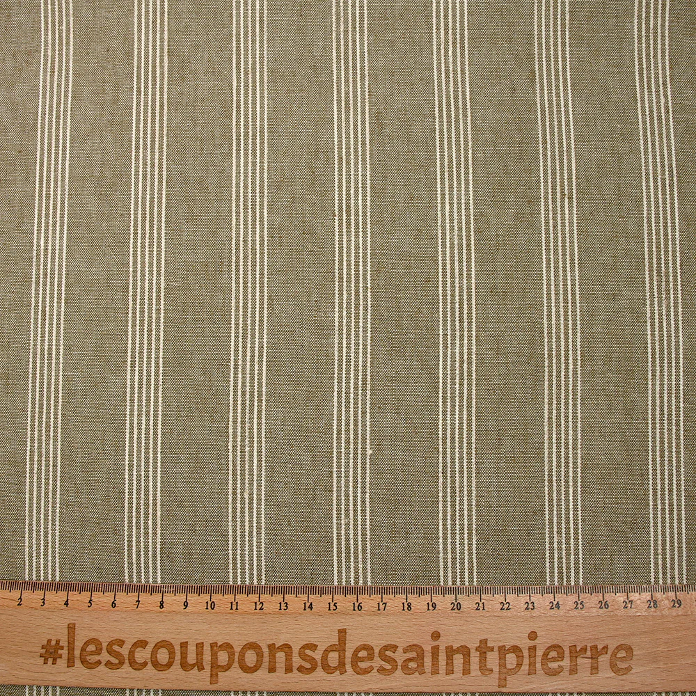 Lin viscose rayé Paula fond taupe - Image 3