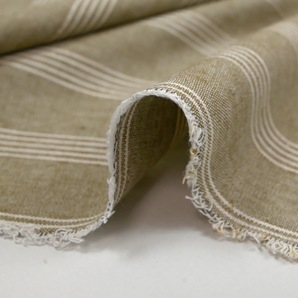 Lin viscose rayé Paula fond taupe - Image 7