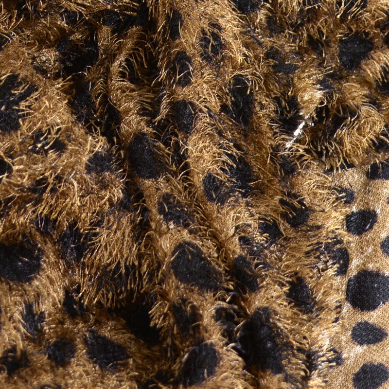 Maille à poil long pois noir fond marron - Image 2