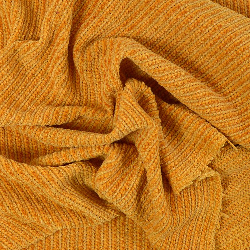 Maille chenille côtelée jaune soleil - Image 3