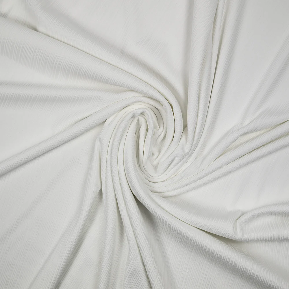 Maille côtelée polyester fine blanc - Image 2