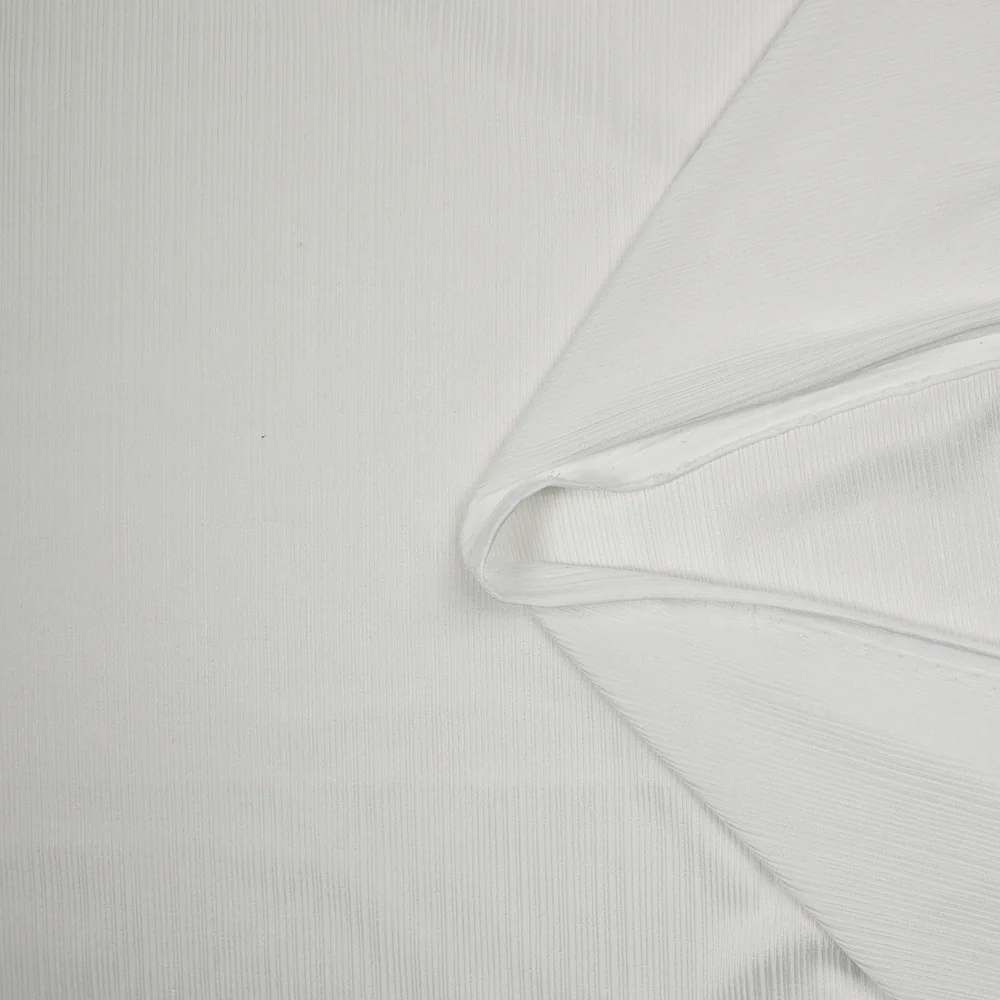 Maille côtelée polyester fine blanc - Image 3